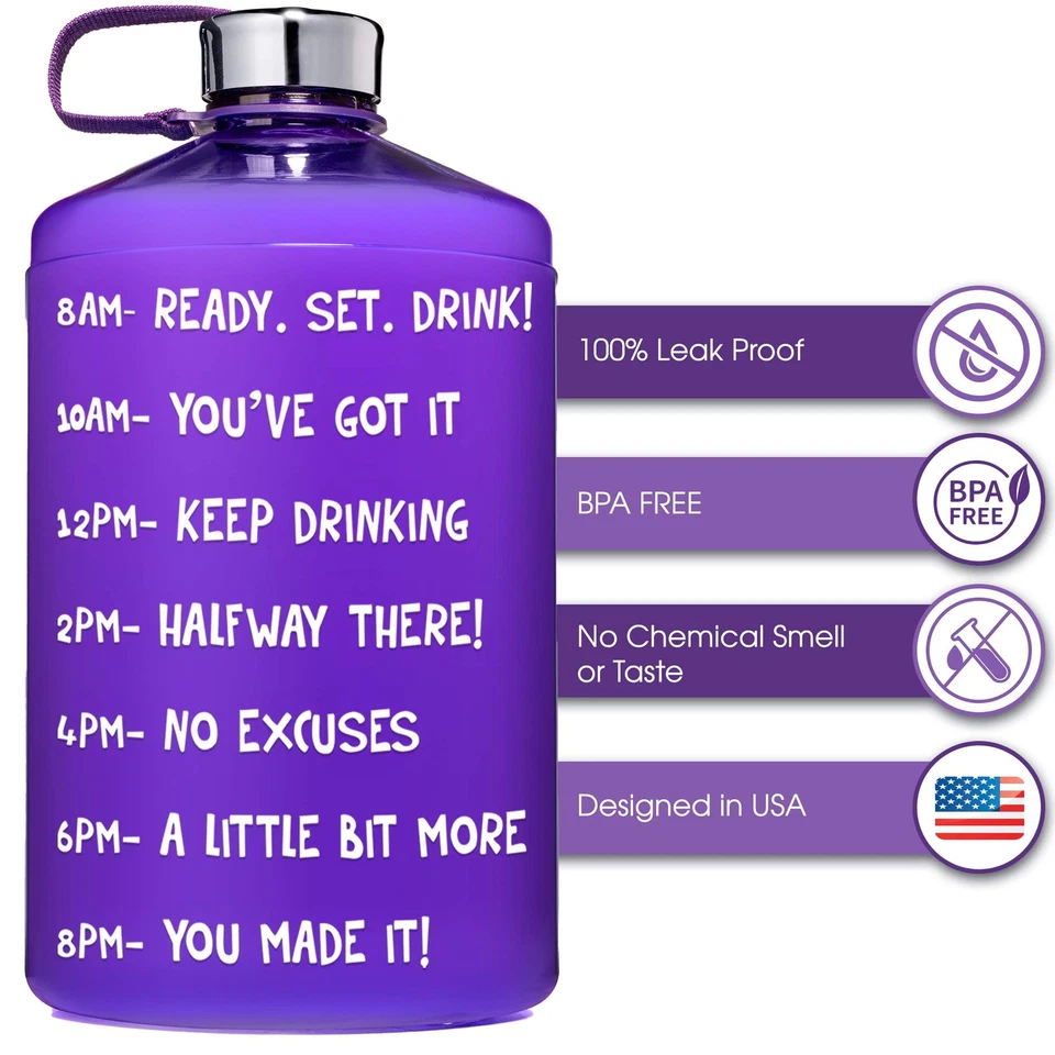 HydroMATE Large Gallon 128 oz Motivational Water Bottle Purple - Image 4 of 4