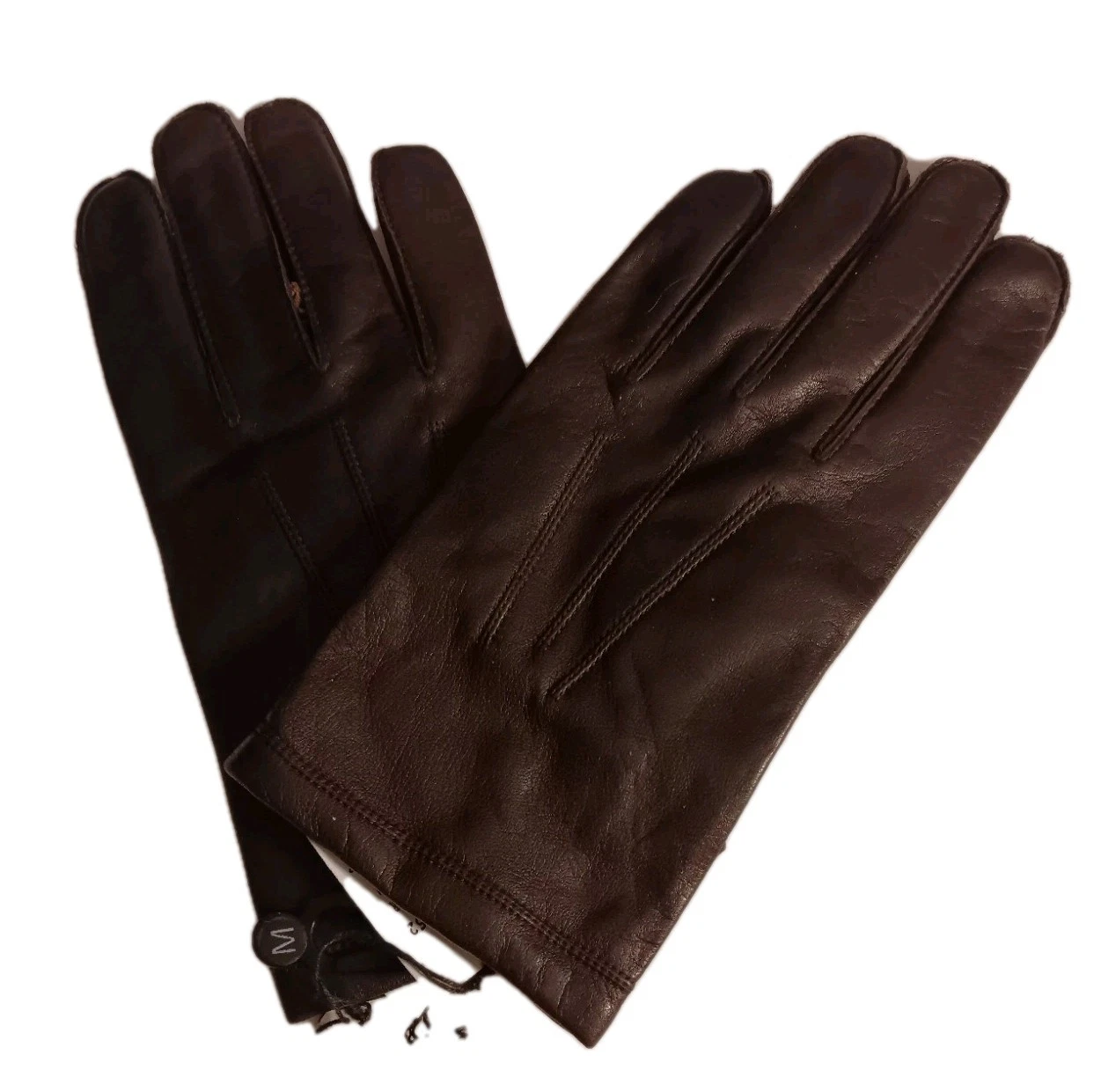 Fowne's Men's 100% Cashmere lined Better Leather Gloves, Medium, Brown, New.