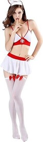 Sexy Nurse Lingerie Costume Set Babydoll Cosplay Uniform with Sock & Syringe