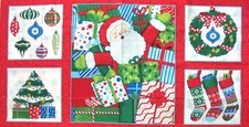 Moda HO HO HO Christmas Fabric Panel 23x45" Deb Strain #19700 Picture Patch Squ