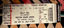 BILLY JOEL IN CONCERT - APRIL 18, 2014 - MADISON SQUARE GARDEN - TICKET