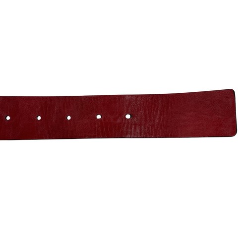 Ceinture réversible matelassée en cuir avec clous dorés et boucle femme noir rouge - Photo 7/8