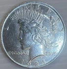 1924 Silver Peace Dollar Uncertified About Uncirculated Condition