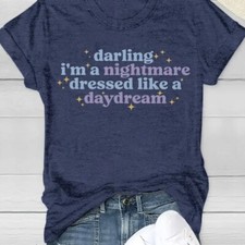 Dressed Like A Daydream T-shirt Short Sleeve Crew Neck Womens Casual Blue - NWT