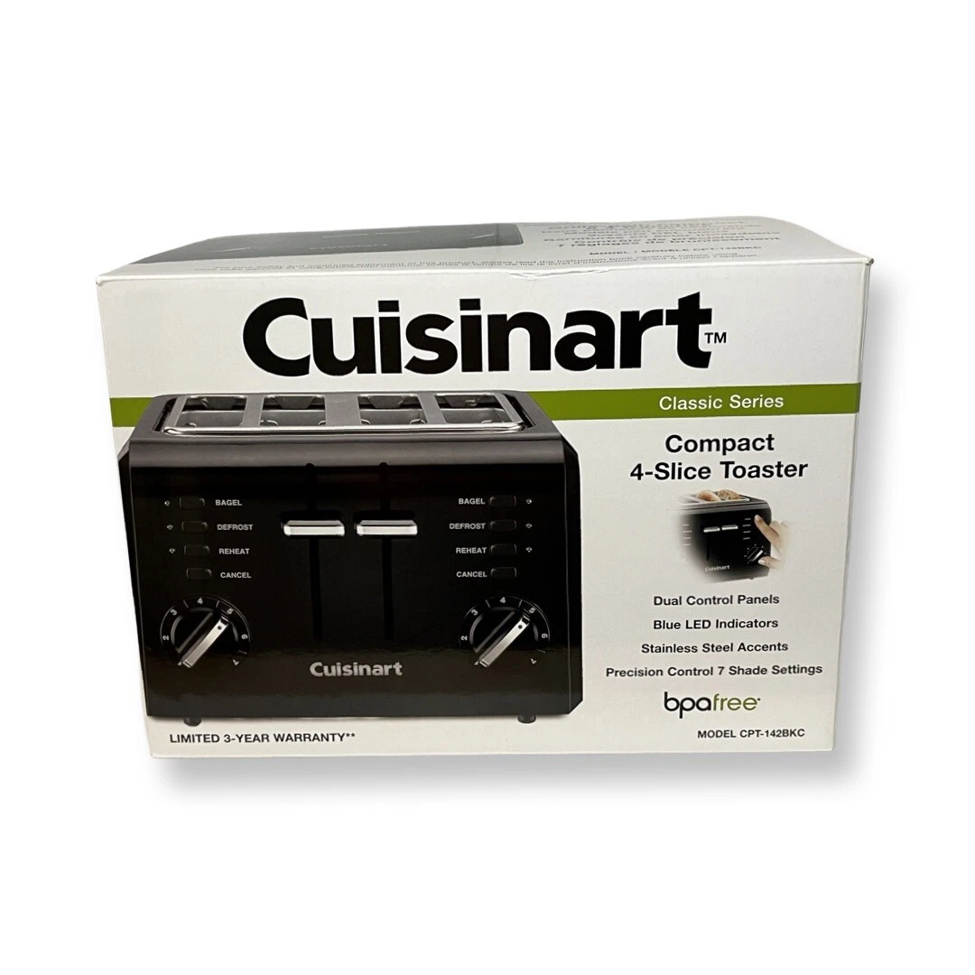 Cuisinart CPT-142BK 4-Slice Compact Plastic Toaster, Black