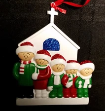 Personalized Family At Church 5 Christmas Tree Ornament Holiday Gift 