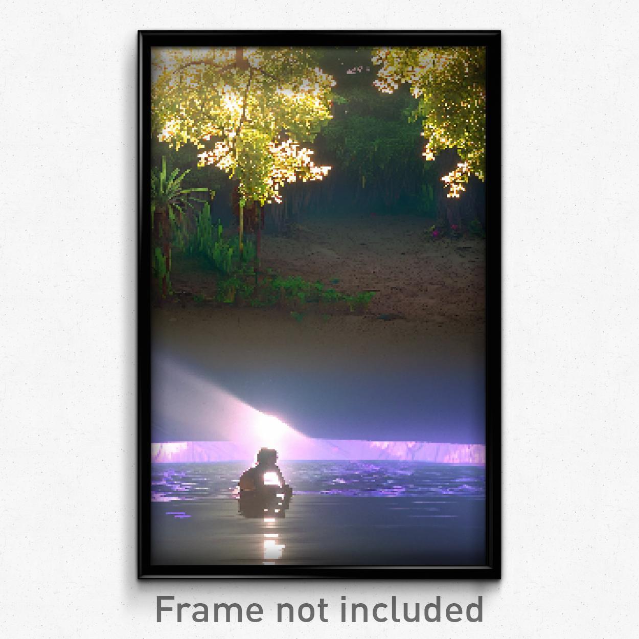 Pixel Art Poster - Secret Backwater (8 Bit Psychedelic Trippy Video Game Print)