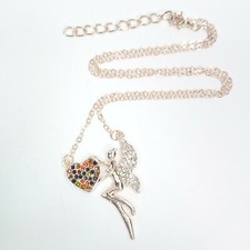 N0161 Dainty Rose Gold Tone Chain Angel Heart Love Shape Mini Pendant Necklace