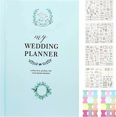 Wedding Planner Gift Set for The Bride to Be Wedding Planner and Organize (Blue)