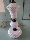 Vintage White Milk Glass Hobnail Fenton Lamp 3 Tiered Works 12 Inch