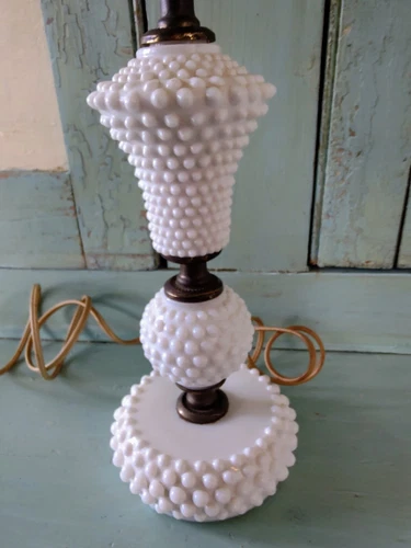 Vintage White Milk Glass Hobnail Fenton Lamp 3 Tiered Works 12 Inch