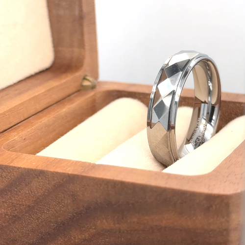 6mm Band Multi Faceted Tungsten Wedding Ring For Men's Women's Anniversary Ring - Video 1 of 1