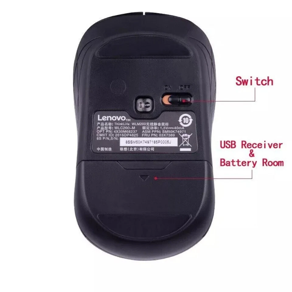 Original Lenovo ThinkPad WLM200 2.4G Wireless Silent Mouse ThinkLife Mice For Pc - Image 4 of 4