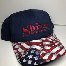 Vintage Shiver Enterprises Patriotic Flag Hat Strapback Cap Made in USA Crown