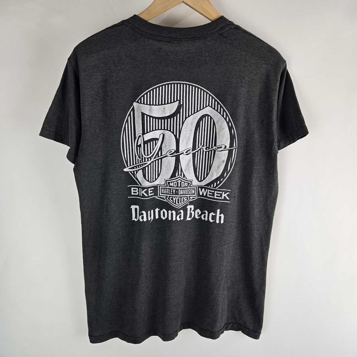 Vintage 90's Harley 3D Emblem Pocket Tee Shirt Motorcycle 50th