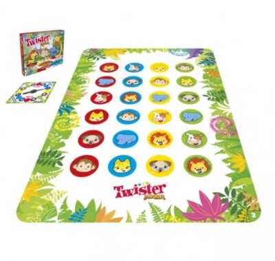 Twister Junior Game, Animal Adventure 2-Sided Mat Game for 2-4 Players Ages 3+