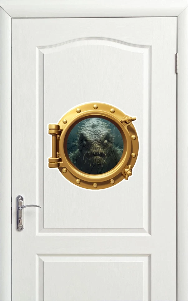 Pegatina de pared realista de Halloween de 16"x16" con ojo de buey de miedo de la laguna negra criatura Foto 3 de 3