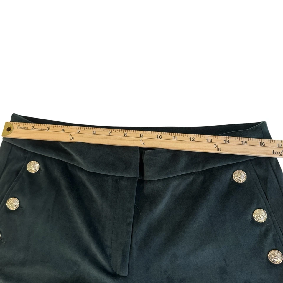 Pantalones de terciopelo Anthropologie Maison d Amelie verde pierna ancha con botón dorado 12 042 Foto 4 de 4