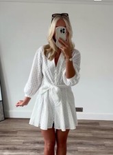 ZARA NWT WOMAN SS24 SHORT DRESS WITH OPENWORK EMBROIDERY WHITE  3307/663