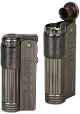 IMCO Feuerzeug Super-Triplex Oil Brass gunmetal Schriftzug Edelstahl Optik