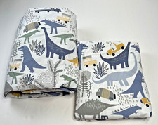 Pottery Barn Kids Sheets Full Double Flat Fitted Dinosaurs 100 Cott