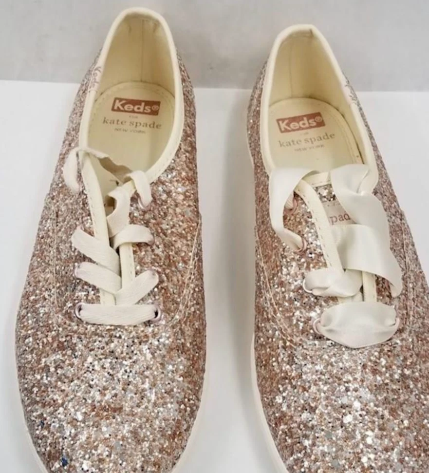 Kate Spade x Keds Women's Rose Gold Pink Glitter Sneakers Size 7.5 | eBay