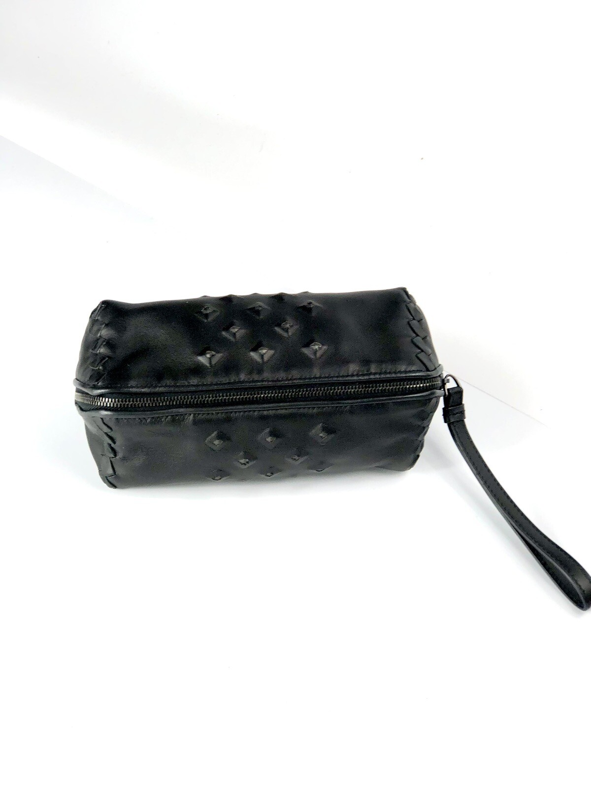 New Authentic Rare Bottega Veneta Intrecciato Black Leather Pouch Bag