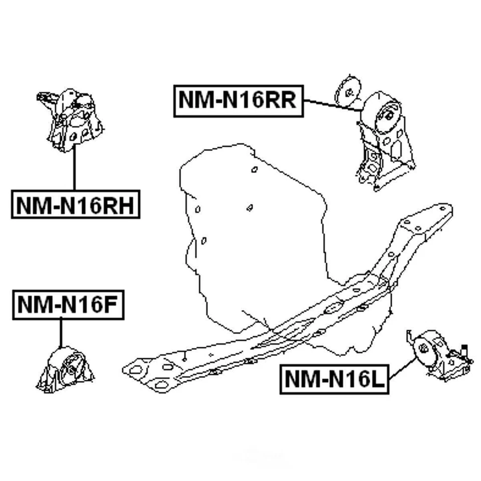 Motor Mount-Comfort, Auto Trans Febest NM-N16RR serve 2001 Nissan Almera - Imagem 2 de 2