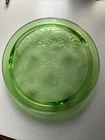 Vintage Jeanette Uranium Glass Cake Plate Sunflower Green Plant Stand 10"