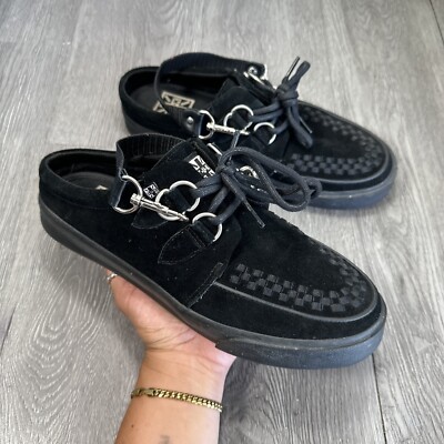 Tuk Mule Slip On Oxford Suede Shoes Goth Straps Lace Up Flats Men 7/ Women 8.5