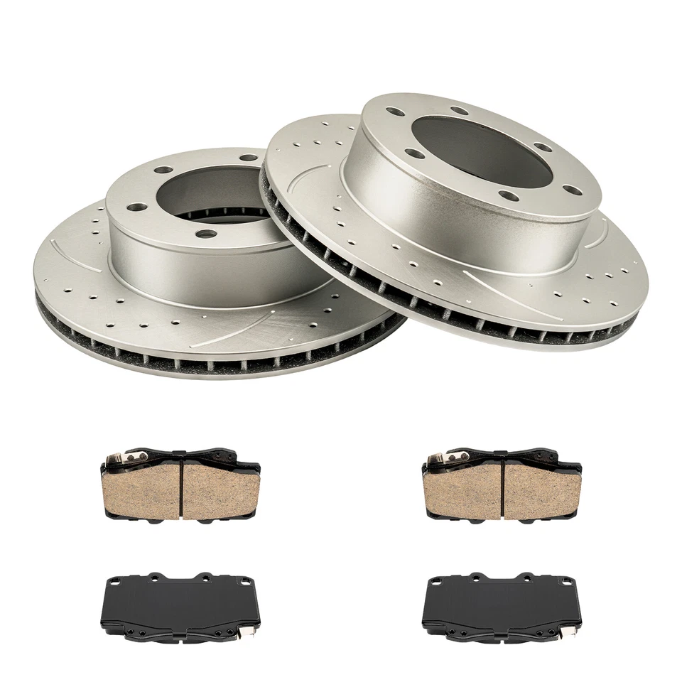 Front Drilled Disc Brake Rotors & Ceramic Pads For Toyota Tacoma 1999-2003 2004 - Image 2 of 4