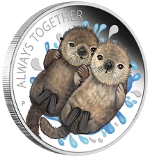 Tuvalu 2020 Always Together Otter Couple Half Dollar Silver Coin Proof 