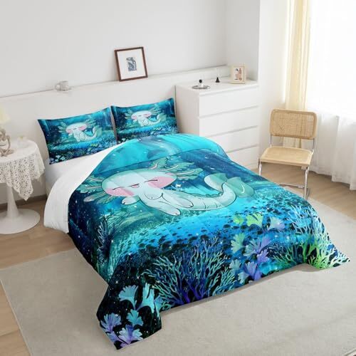 Cute Axolotl Comforter/Duvet Set Size,Cartoon 3D Print Sea King Cyjs5178 - Picture 5 of 7