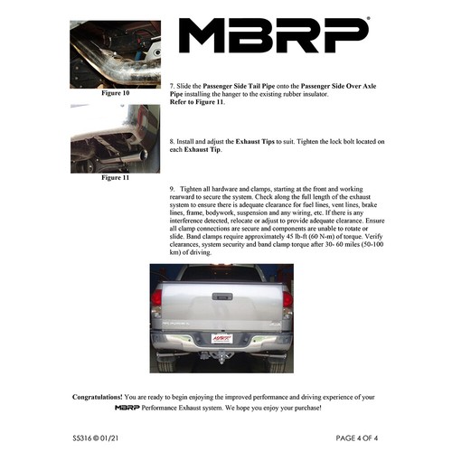 MBRP S5316409 Stainless Cat Back Exhaust for 2009-2021 Toyota Tundra 4.6L 5.7 V8 - Picture 9 of 10