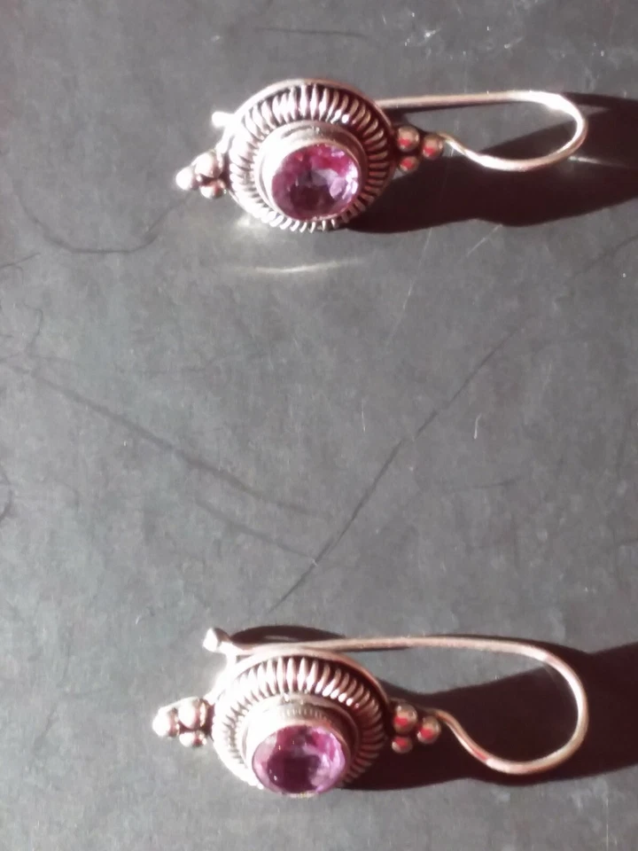 orecchini in argento pendenti con ametista - Immagine 4 di 4