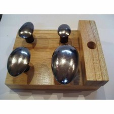 Imbottitori in acciaio ovali serie 4 pz e base in legno Orafo Laboratorio