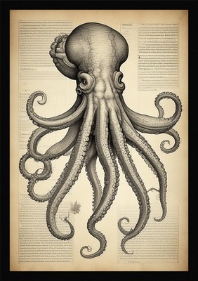 Moderner Oktopus gerahmtes Wandbild Poster Leinwanddruck Bild