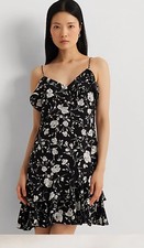 Lauren Ralph Lauren Floral Georgette Sleeveless Dress Women's Dress Black/Cream