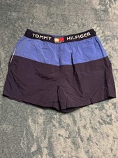 Tommy Hilfiger Mens XL Colorblock Swim Trunks Mesh Lined Logo Waist Blue Navy