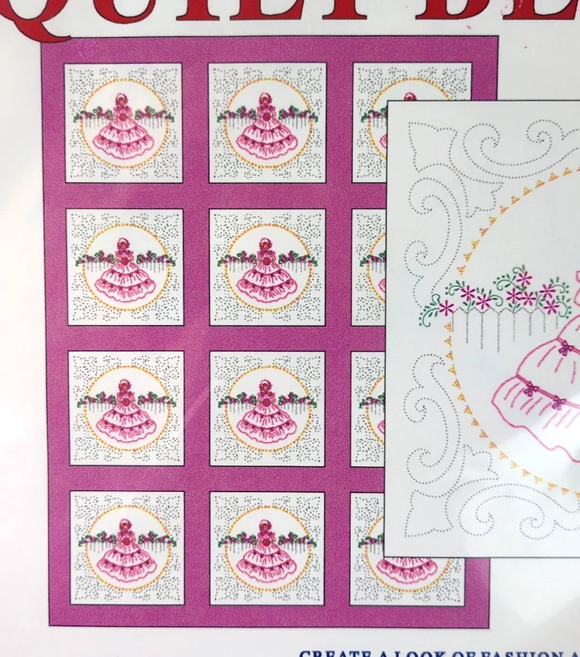 Lot of 4 Jack Dempsey Stamped Quilt Blocks LADY #164 18"x18" 24 Blocks One Open - Image 3 of 4