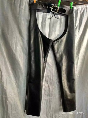 Neue schwarze Herren Biker Leder Chap Hose | echtes weiches Rindsleder...