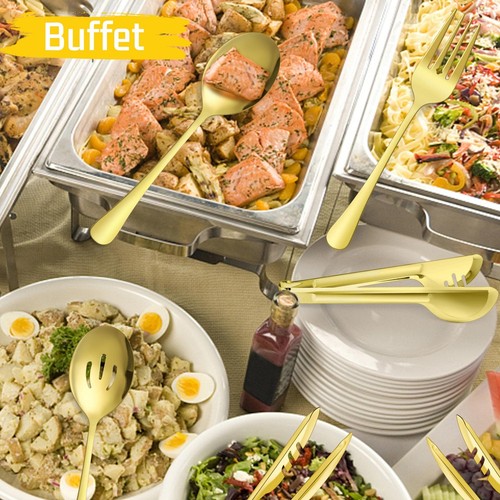 Large Gold Serving Utensils Set of 12, Stainless Steel 9.8 Inch Serving Spoon... - Picture 5 of 7