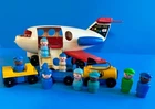 Vintage Fisher Price Little People Fun Jet 183 airplane w/carts & 8 crew members
