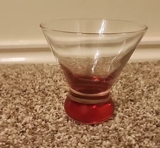 Cocktail Glass Martini bar glass Red heavy bottom clear glass 4in