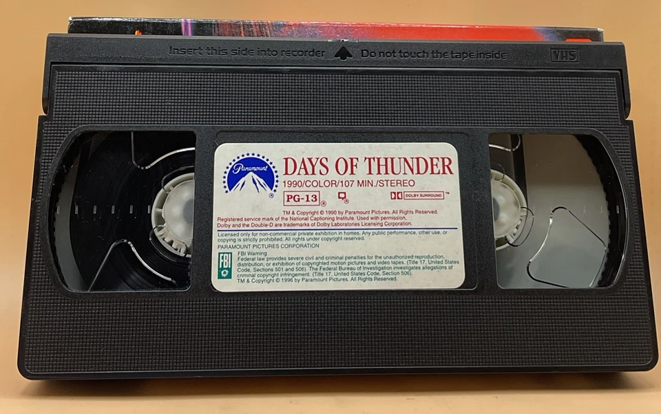 Days of Thunder VHS 1990 Tom Cruise Nascar **Buy 2 Get 1 Free** - Image 3 of 3