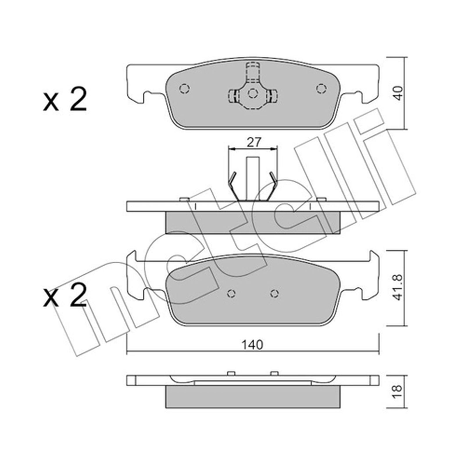 1x ORIGINAL® Metelli 22-0975-3 Bremsbelagsatz, Scheibenbremse Vorne, exkl.