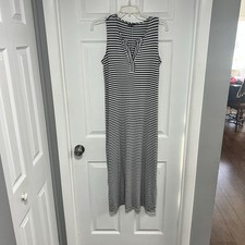 J. Jill Striped Black and White Sleeveless Dress Size XS Petite