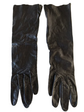 VTG VAN RAALTE Black Genuine Kid Leather Elbow Length Women's Gloves Size 7.5