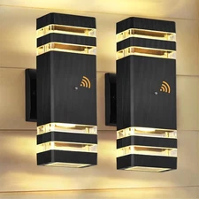 Dusk to Dawn Outdoor Wall Lights 2 Pack, Modern Exterior Lighting Fixtures, U...