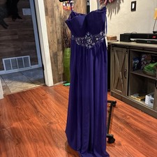May Queen Couture Dress Size 4 Beautiful Purple W/Beading Around the bottice
